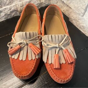 M. Gemi moccasin kiltie driving loafers suede salmon women’s shoes slip on